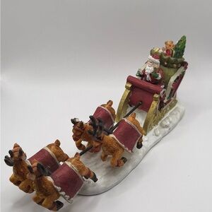 Santa's Sleigh with Reindeer Figurine